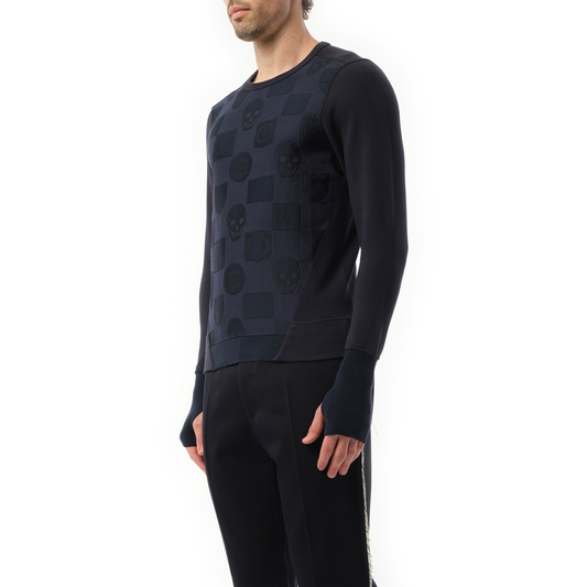 Jacquard Front Sweatshirt in Navy