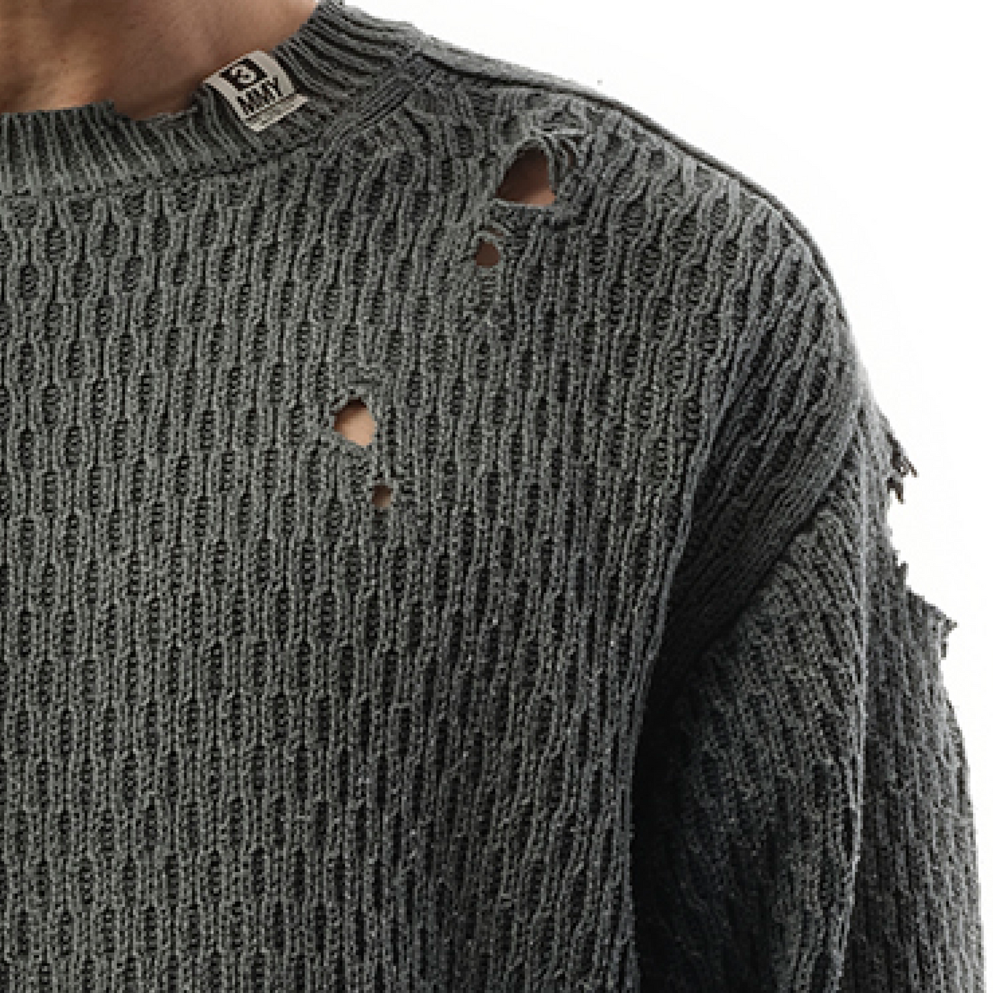 Sun Faded Knit Sweater in Black