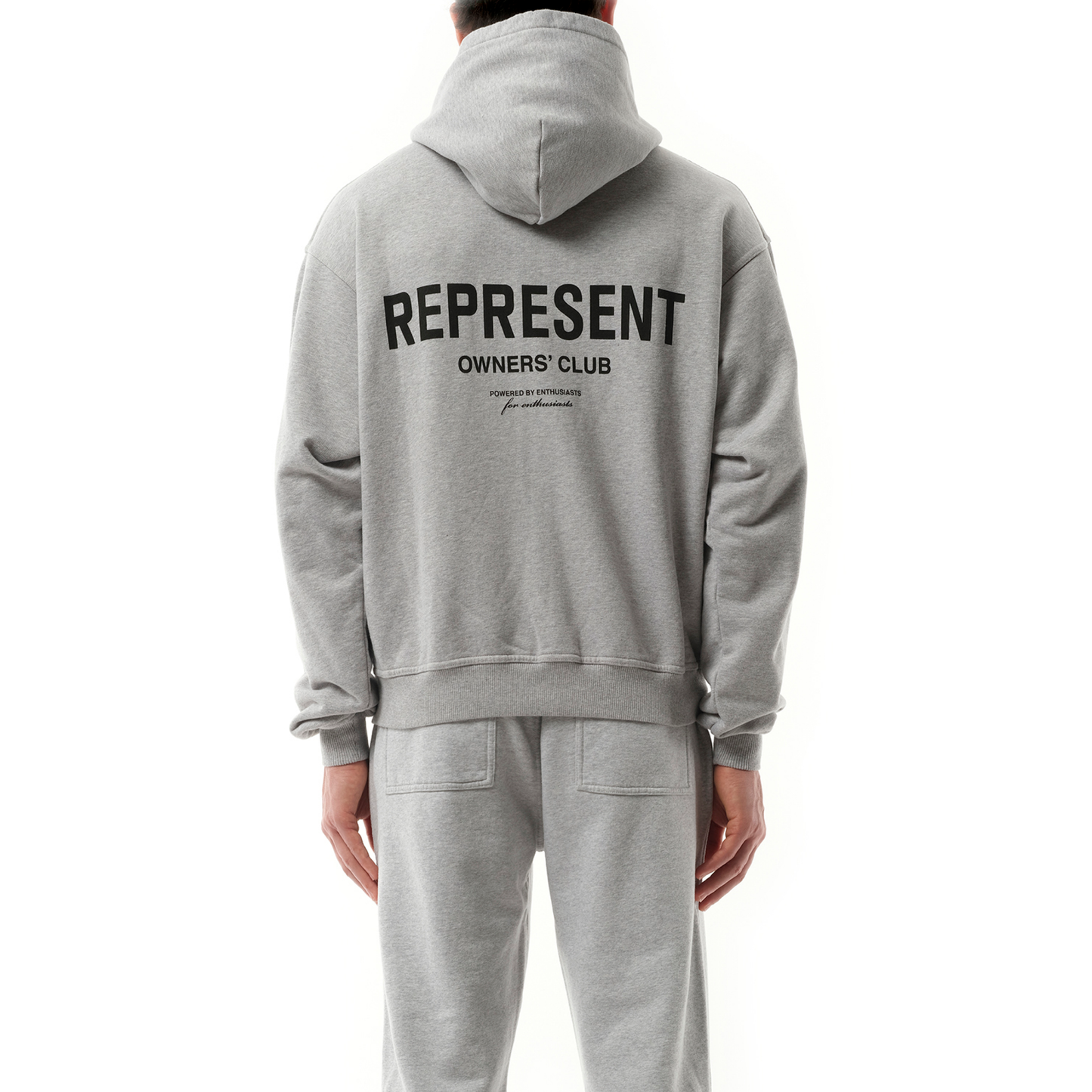 Represent Owners Club Zip Hoodie in Ash Grey/Black