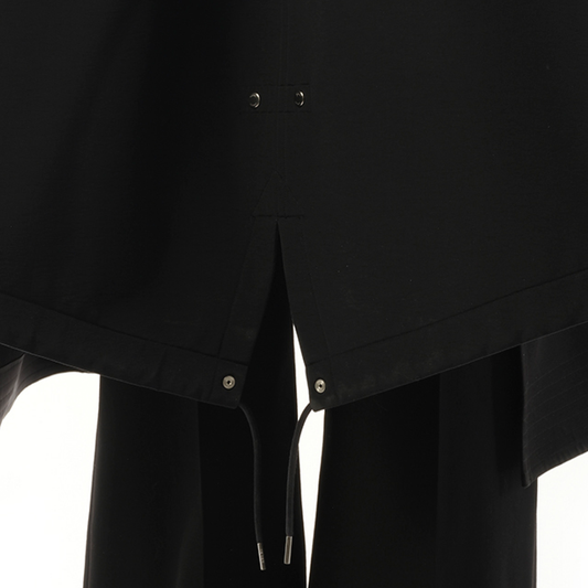 Chalk Stripe x Double-Faced Silk Cotton Jacket in Black