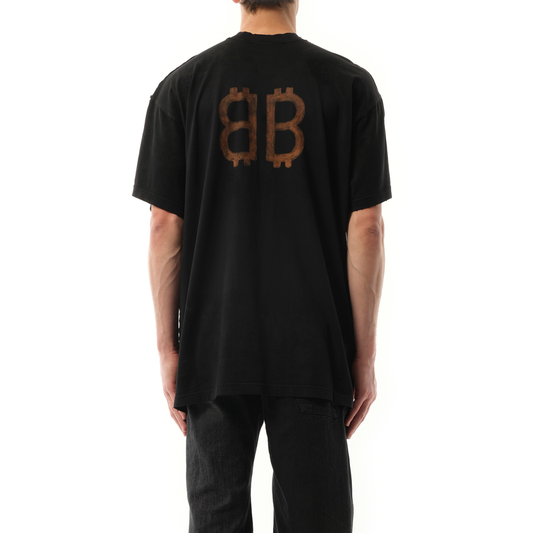 Double Front T-Shirt in Washed Black