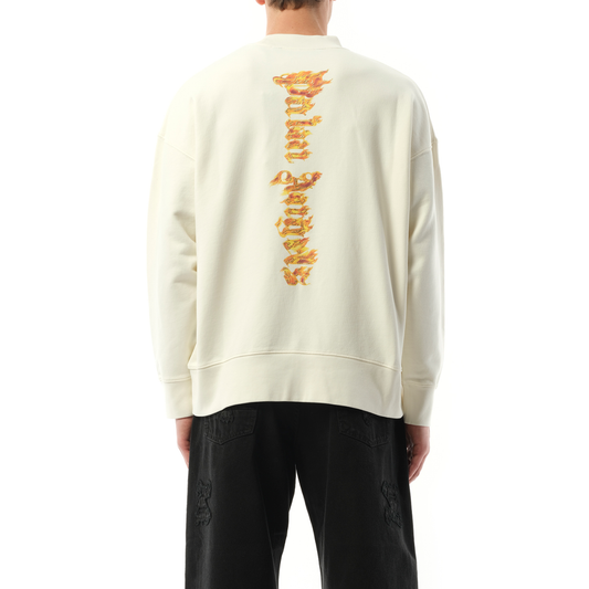 Burning Palm Crew Sweatshirt in Off White/Gold