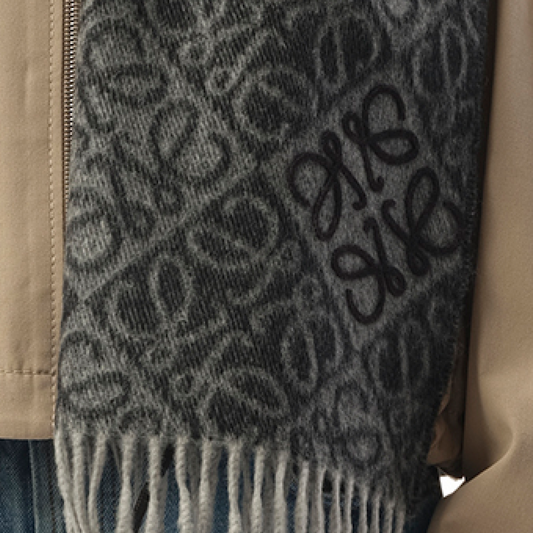 Anagram Wool Cashmere Scarf in Dark Grey