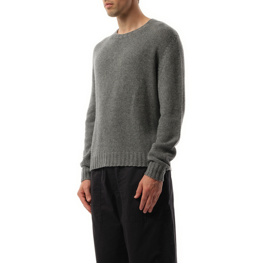 Curved Logo Sweater in Grey Melange/Off White