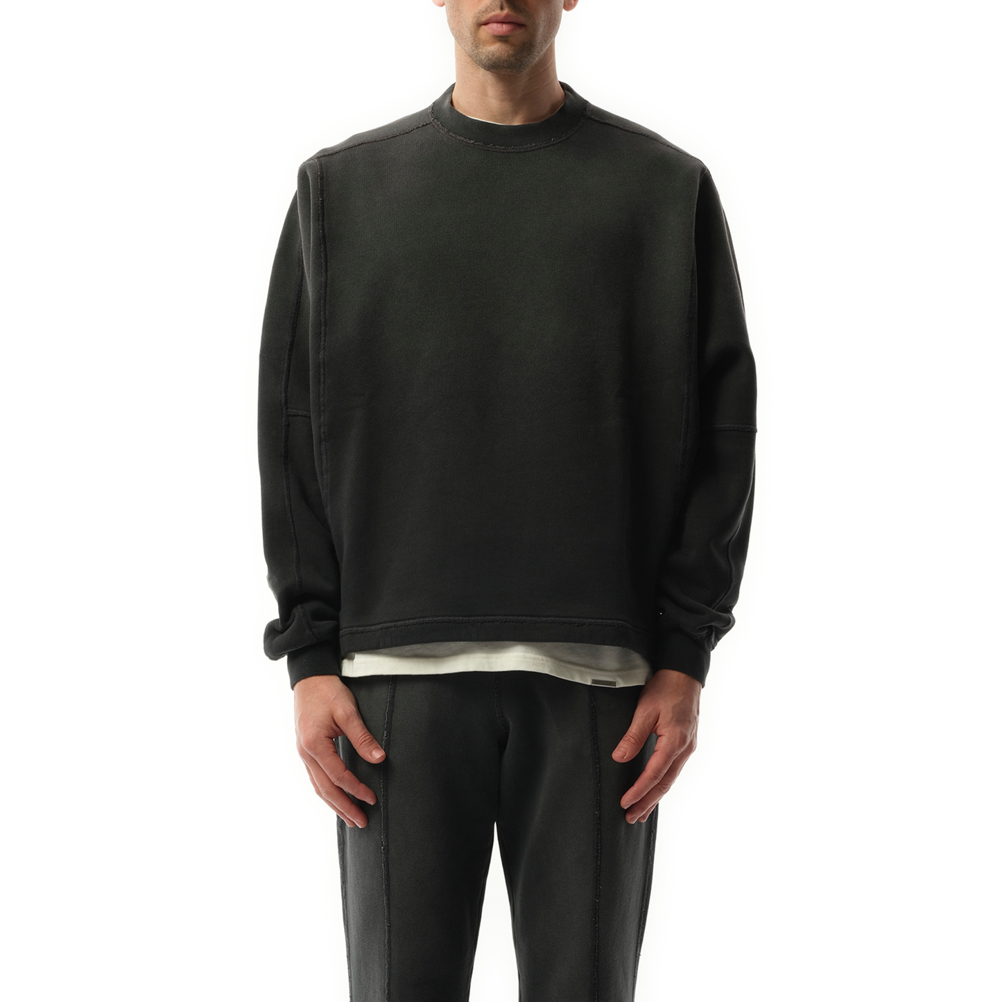 Step Hem Sweatshirt in Stained Black