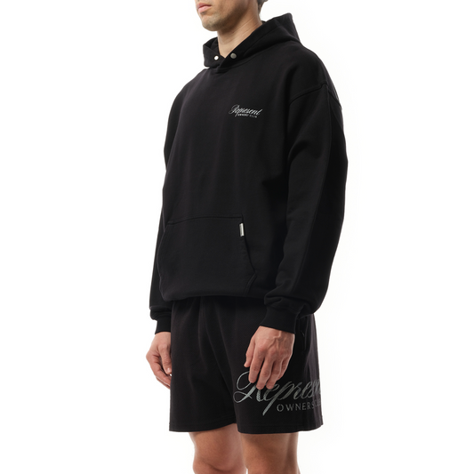 Represent Owners Club Script Hoodie in Black