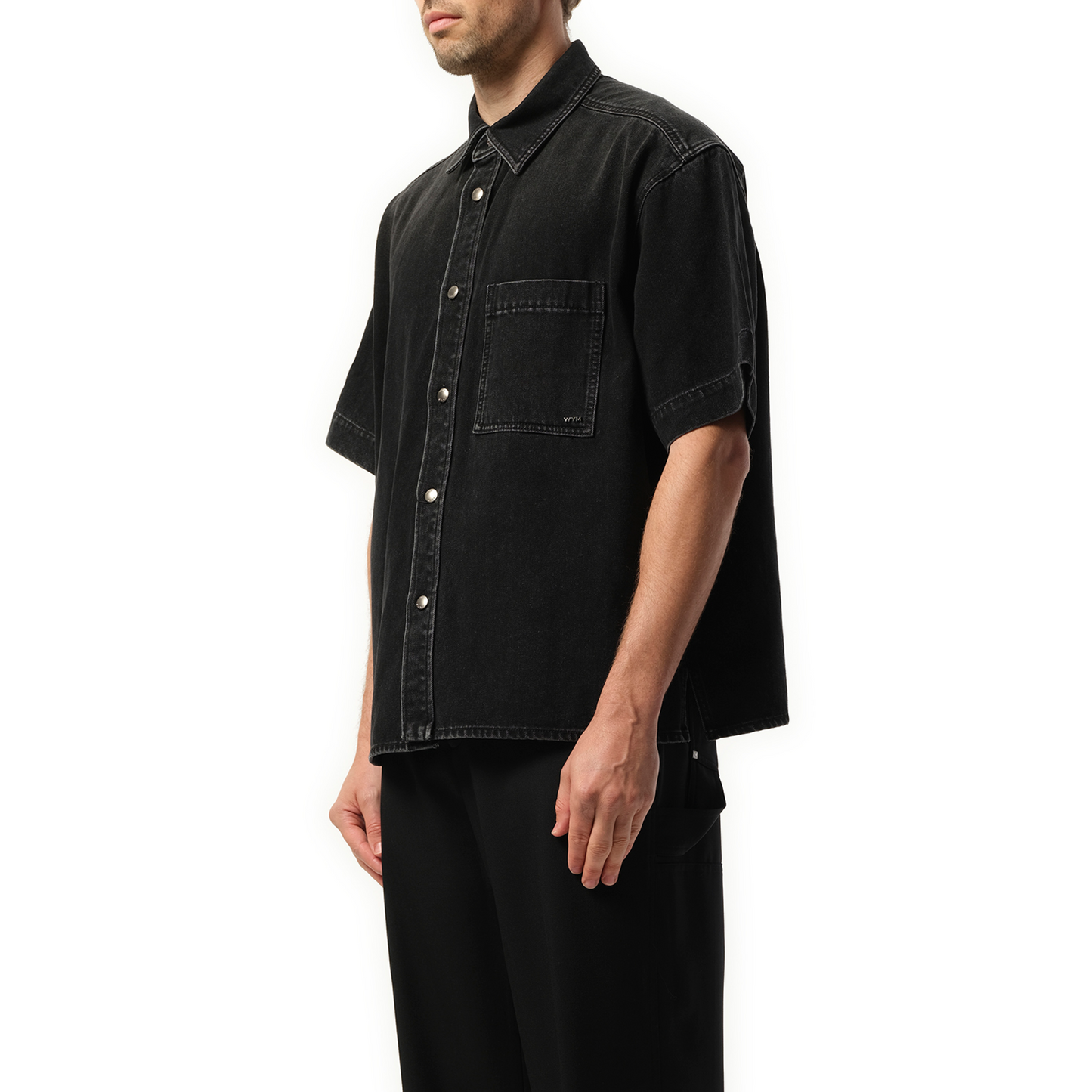 Denim Short Sleeve Shirt in Black