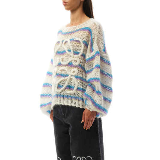 Relaxed Fit Anagram Sweater in White/Multicolour