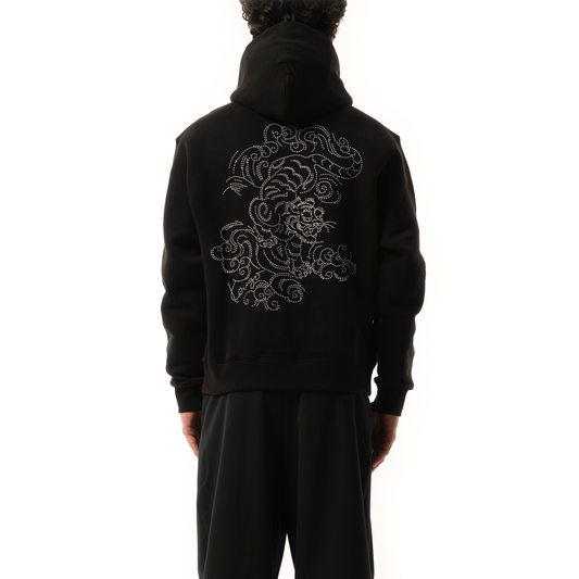 Gots Star Tiger Embroidered Hoodie in Black