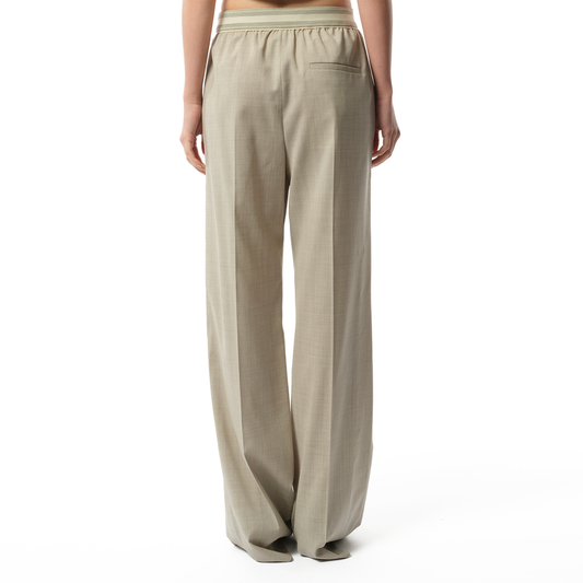 Logo Band Trouser in Light Beige Melange