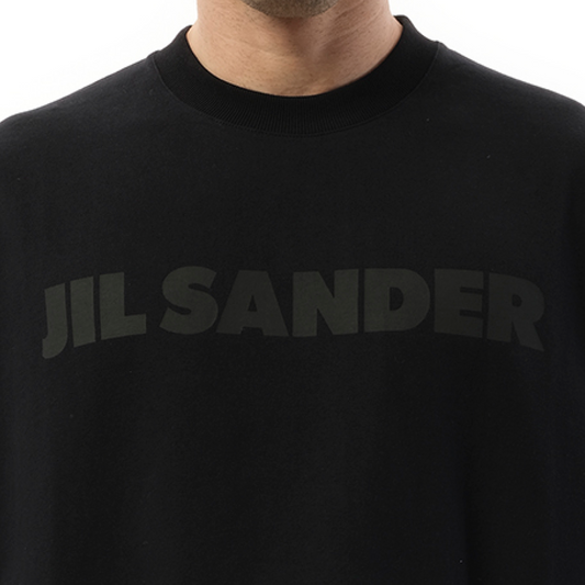 Tonal Jil Sander Logo Long Sleeve T-Shirt in Black