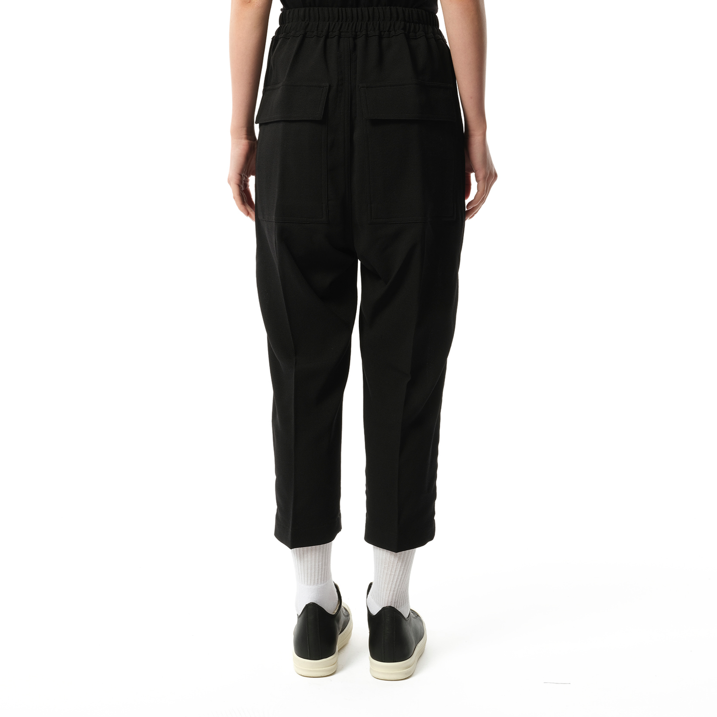 Wool Cropped Drawstring Astaires Pants in Black