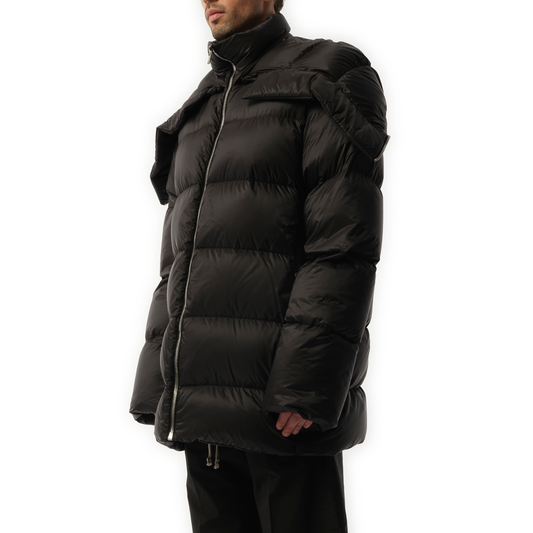 Rick Owens x Moncler Hooded Cyclopic Coat in Black