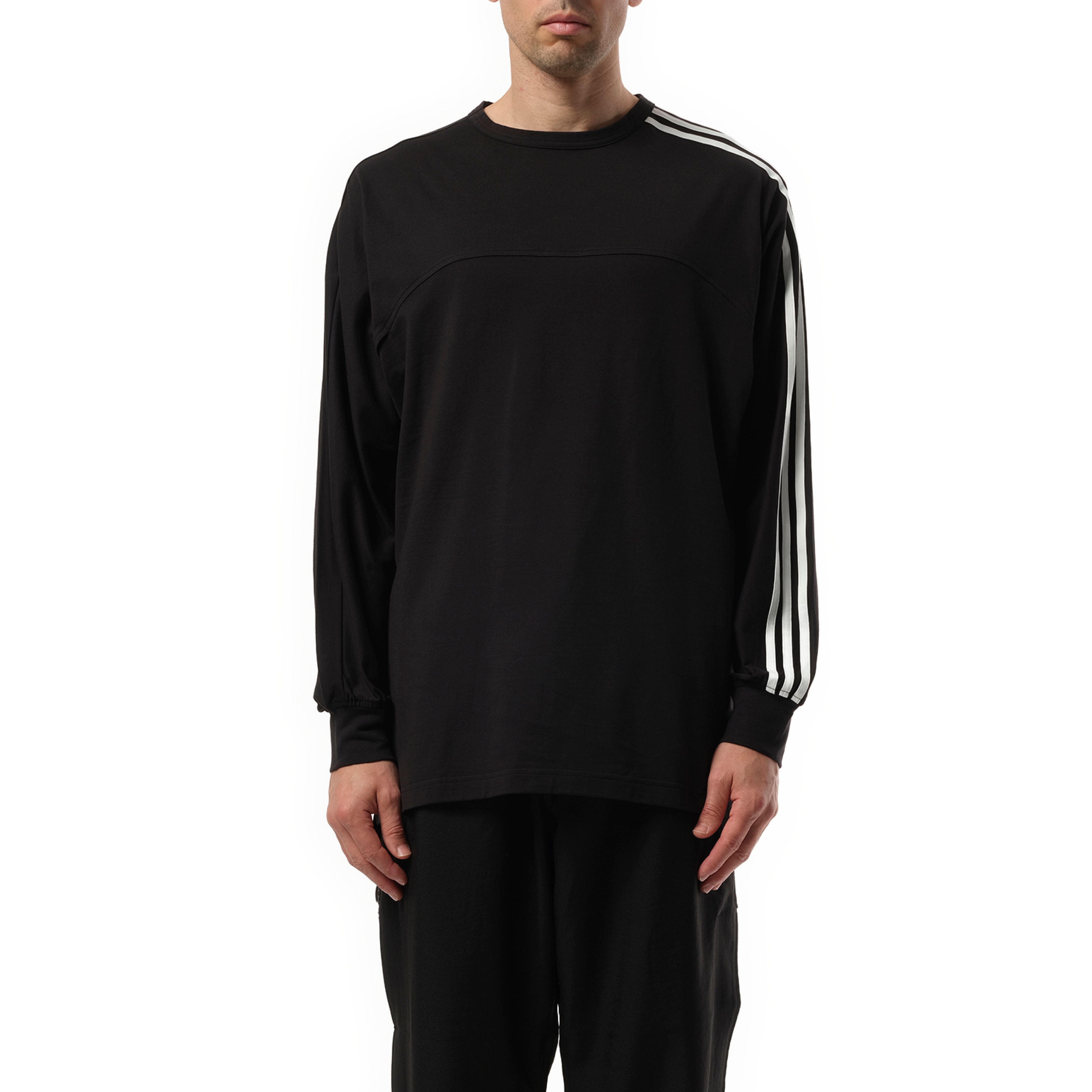 3 Stripe Long Sleeve T-Shirt in Black