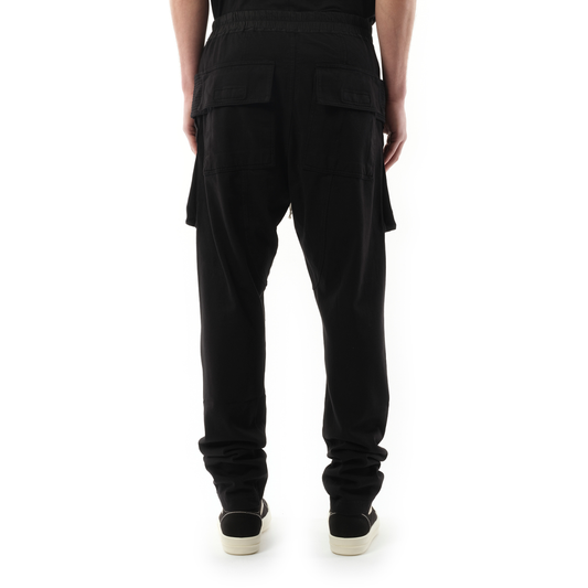 Creatch Cargo Drawstring Jersey Pants in Black