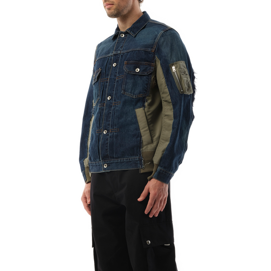 Denim Nylon Twill Jacket in Blue