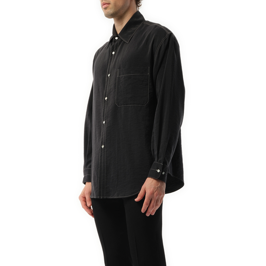 Easy Shirt with Contrast Stitch in Black