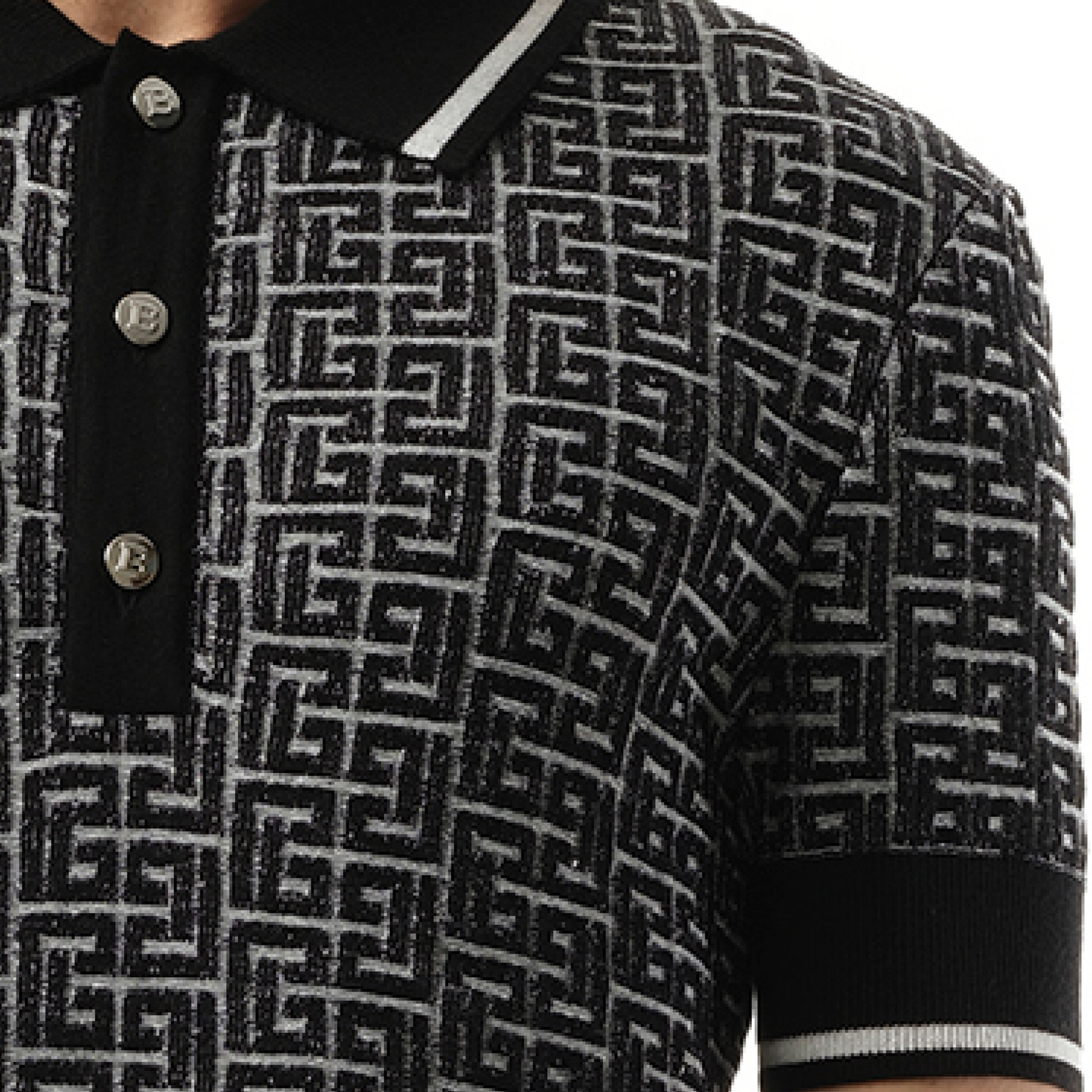 Monogram Vanise Knit Polo in White/Black