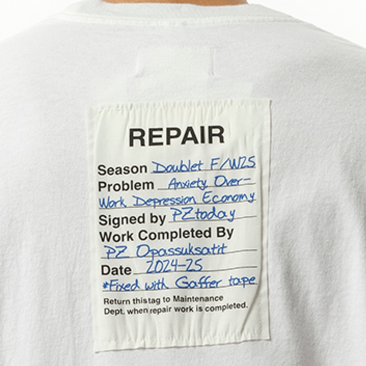 Gaffer Tape Repair T-Shirt in White