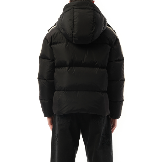 Hooded Track Down Jacket in Black/Off White