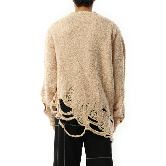 Zombie Silhouette Knit Cardigan in Beige