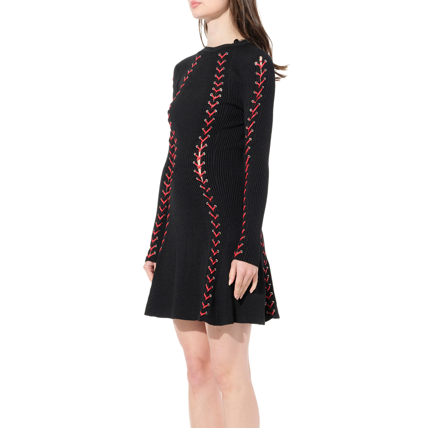 Knit Dress in Black/Red