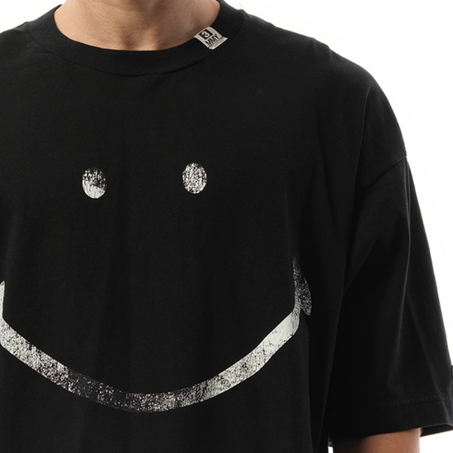 Smily Face Printed T-Shirt in Black