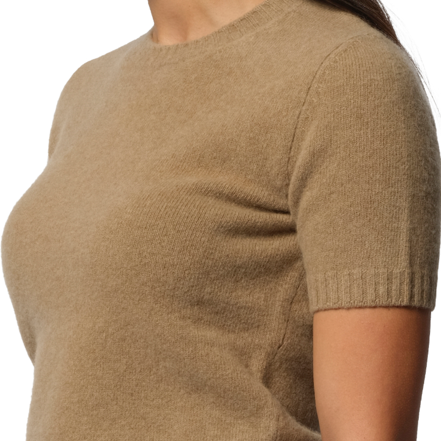 Lambswool Short Sleeve Sweater in Beige