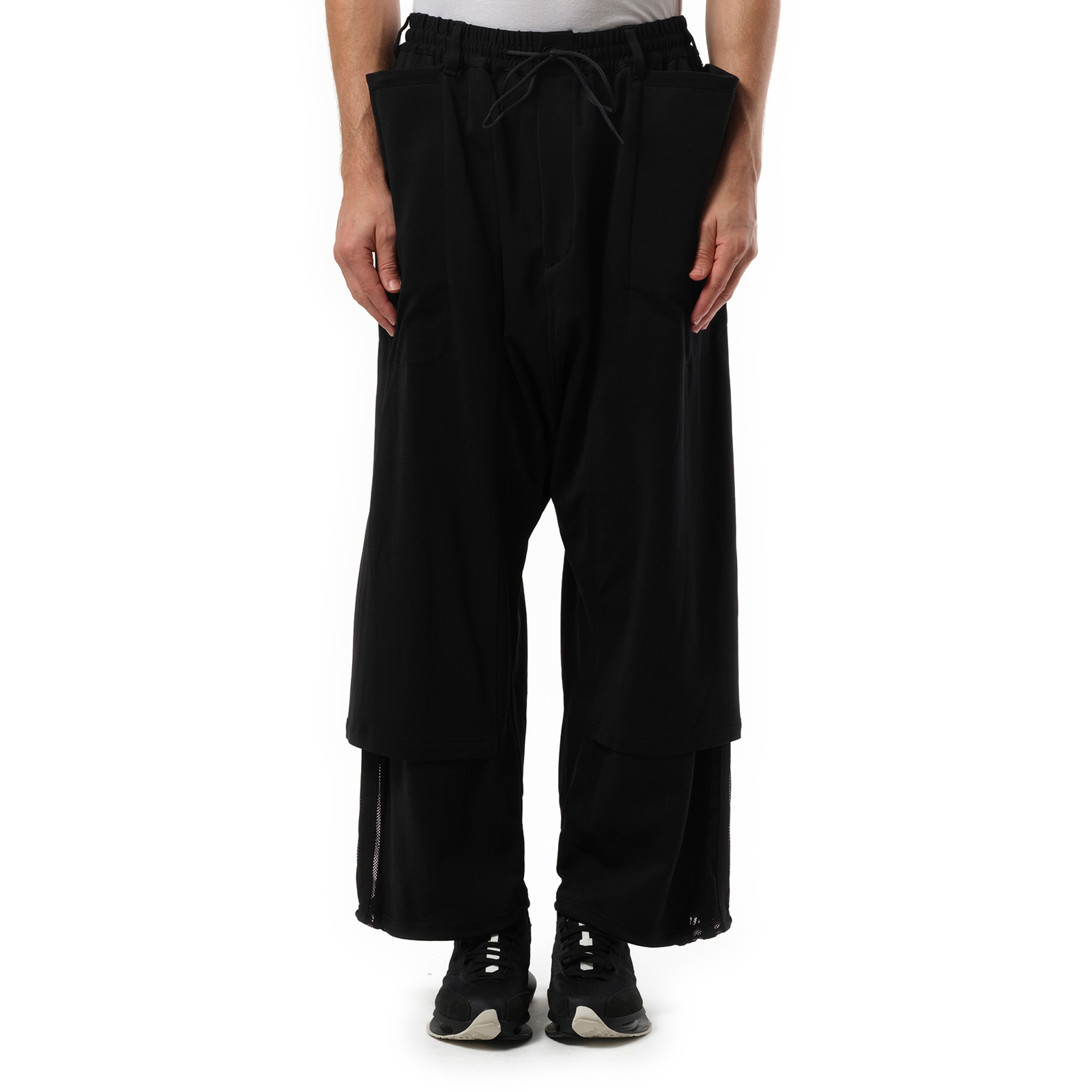 Open Hem Track Pants in Black