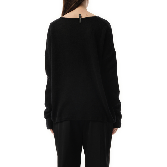 V-Neck Oversized Knitwear Sweater in Black