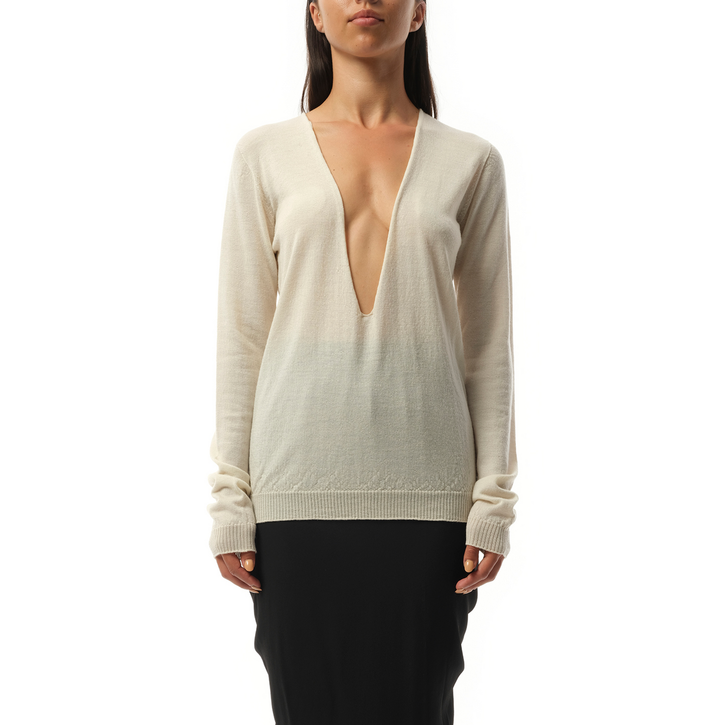 Extreme V Neck Pullover in Dinge