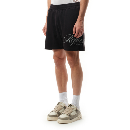 Represent Owners Club Script Mesh Shorts in Black