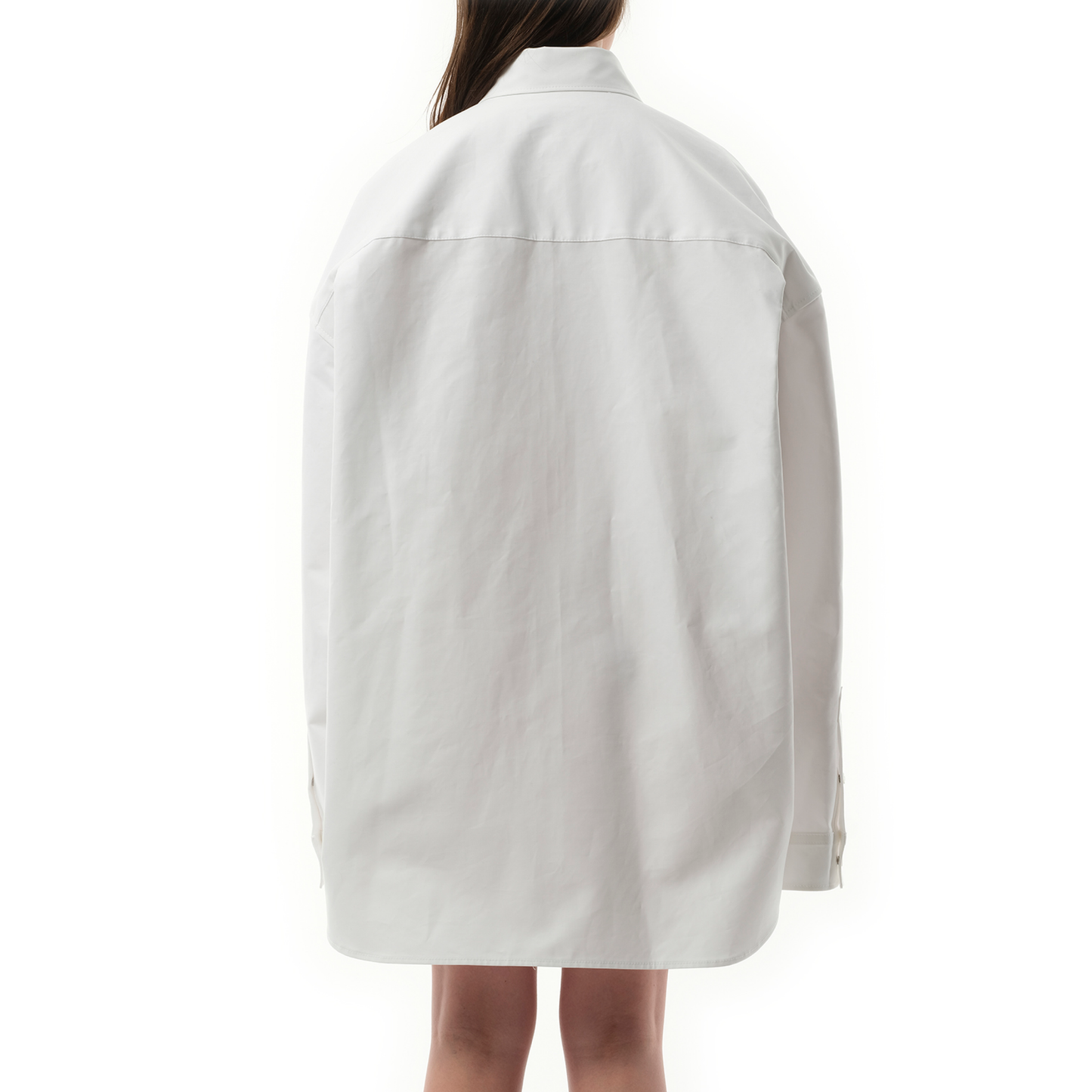 Cotton Poplin Outwear Shirt in White