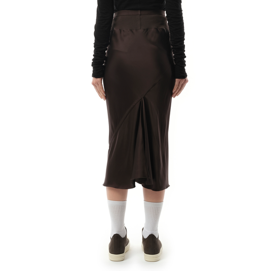 Satin Knee Bias Skirt in Dark Dust