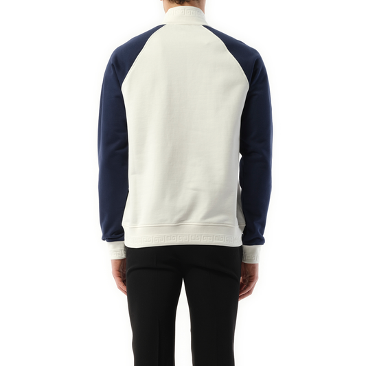 Quarter Zip Colourblock Sweatshirt in Green/Navy/White