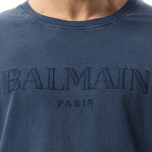 Balmain Vintage Emb T-Shirt in Blue