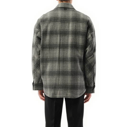 Wool Check Shirt in Grey