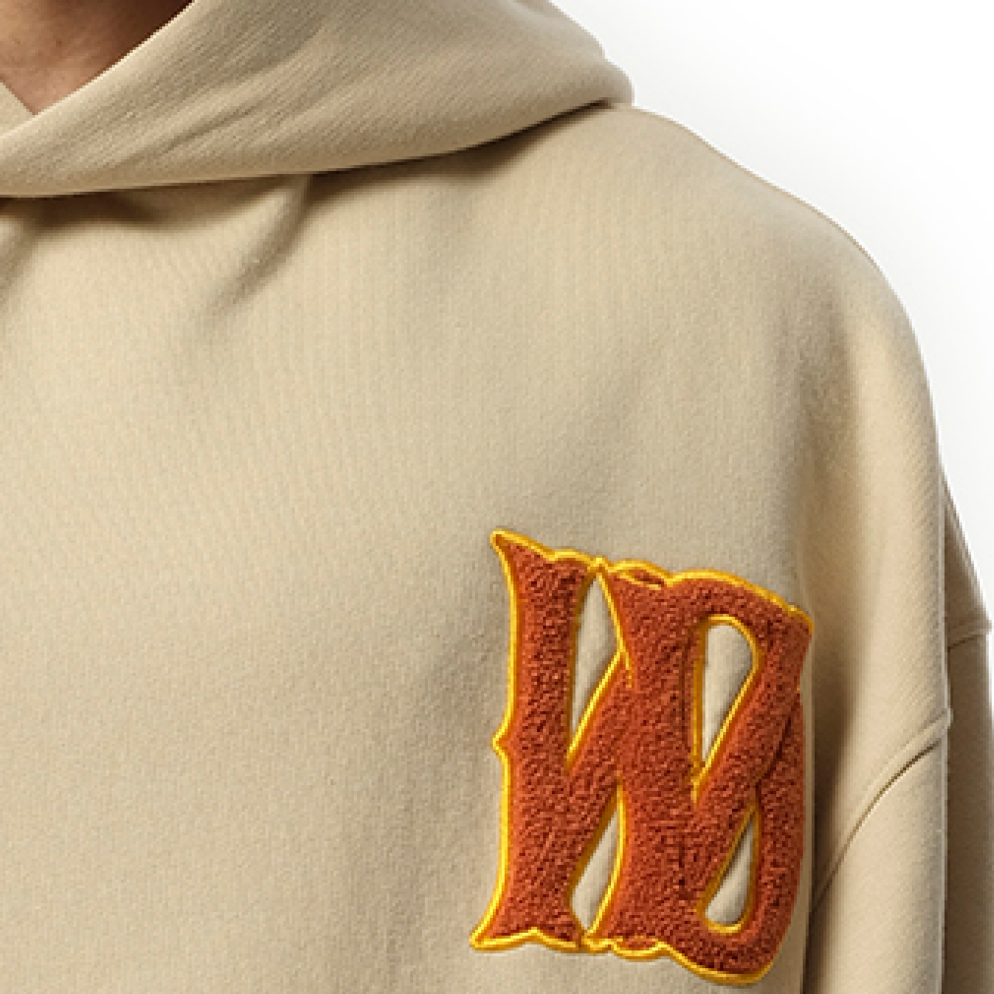 Boucle Letter Logo Hoodie in Beige