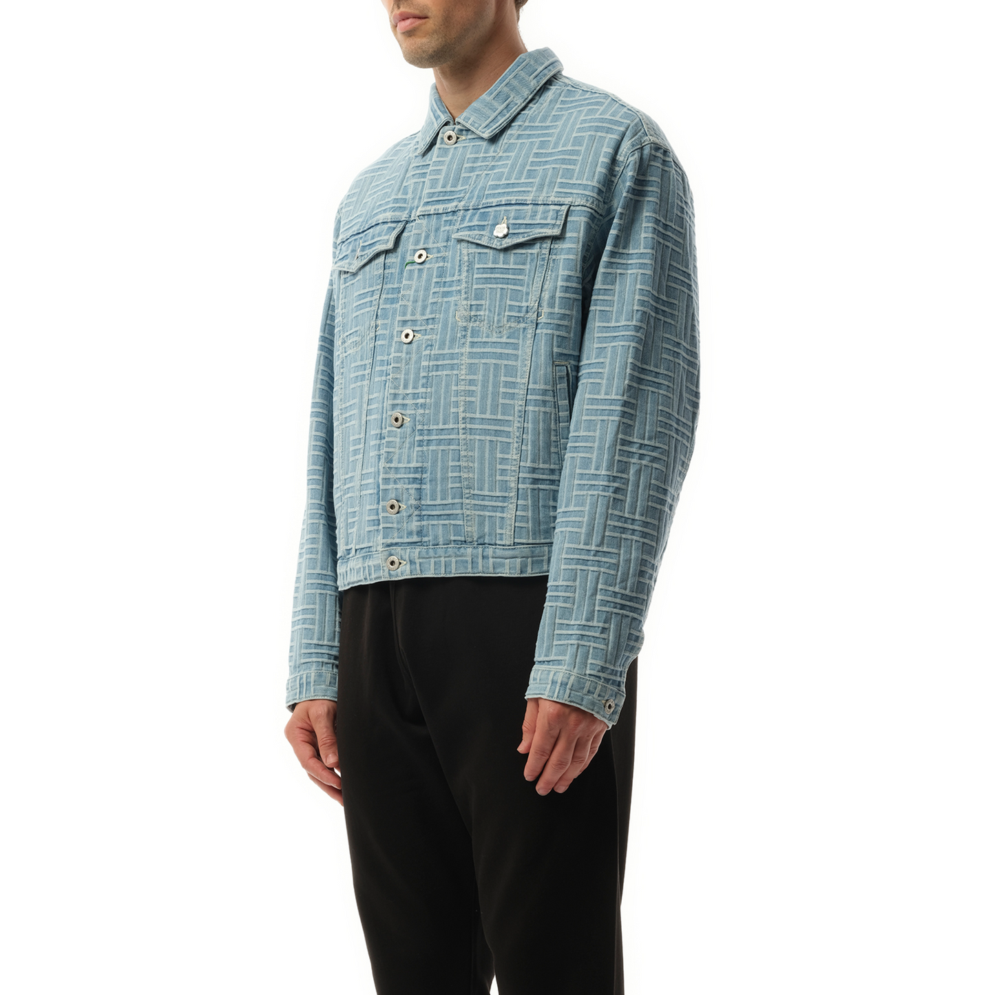 Kenzo Weave Trucker Jacket in Blue Denim