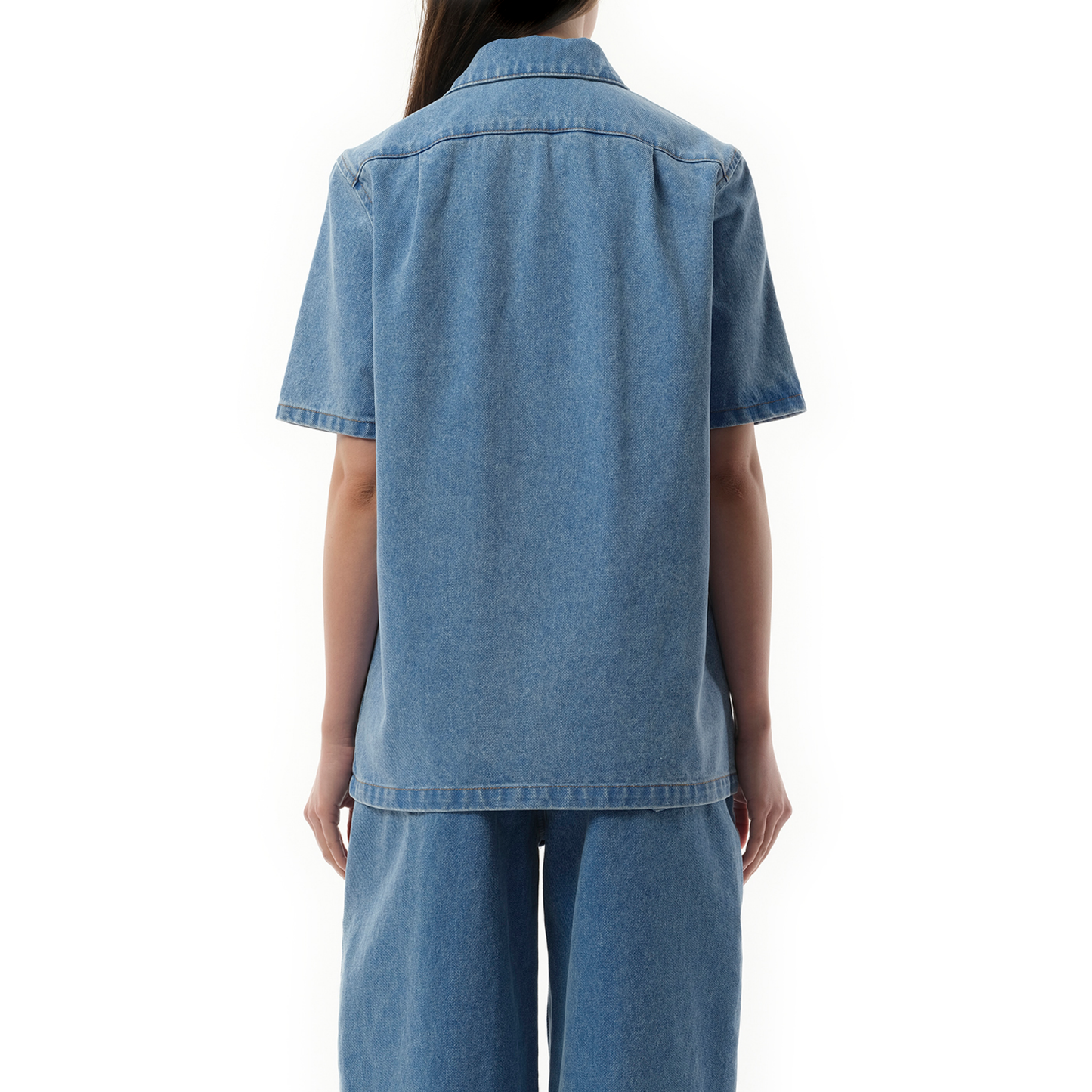 Short Sleeve Denim Shirt in Cobalt