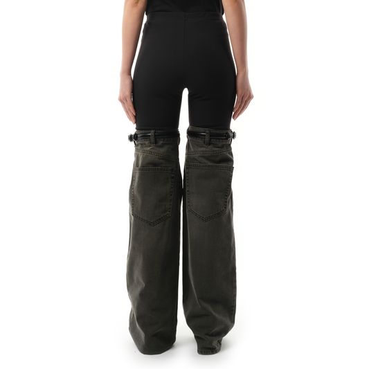 Hybrid Denim Trousers in Black/Grey