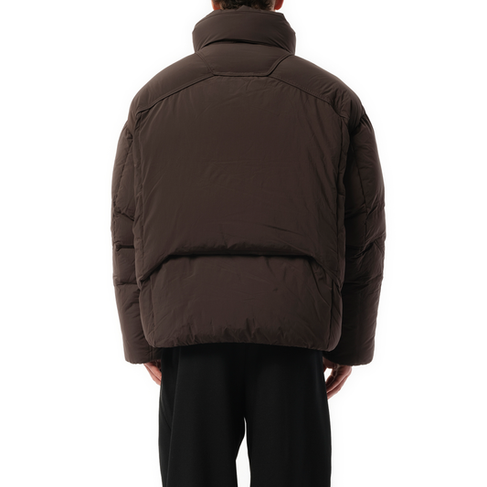 Multi Layered Goose Down Jacket in Brown