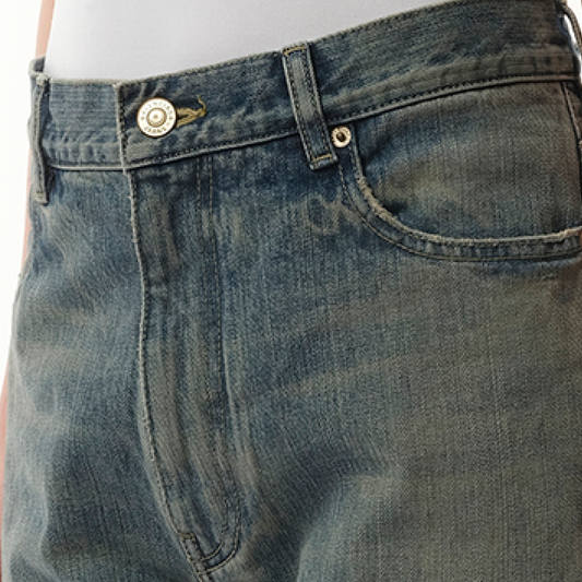 Flared Selvedge Denim Jeans in Blue