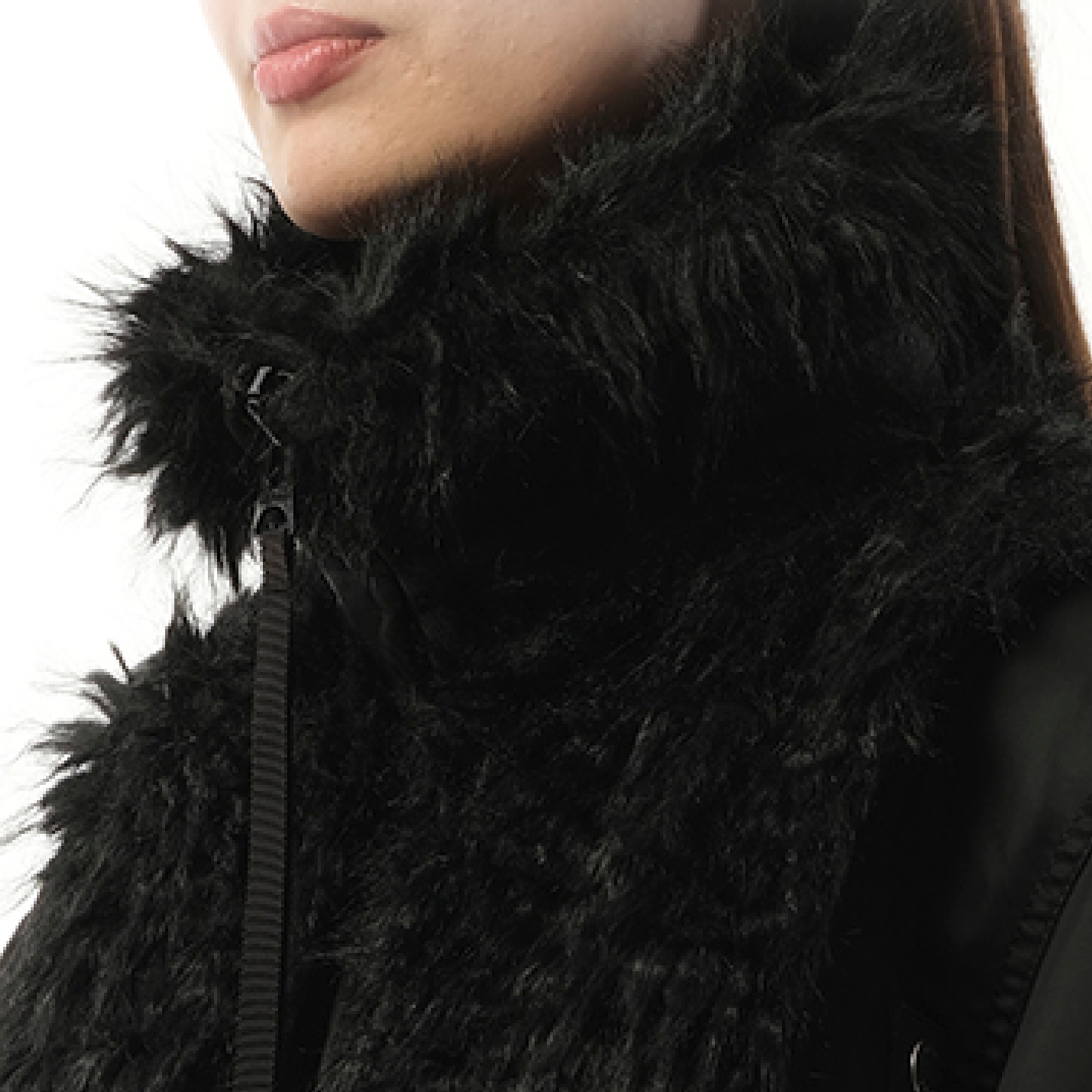 Faux Fur x Nylon Twill Blouson in Black