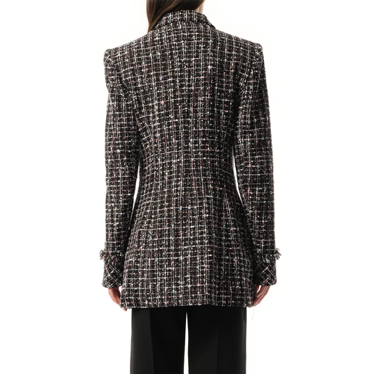 1 BTN Tweed Fitted Jacket in Black/Multicolour