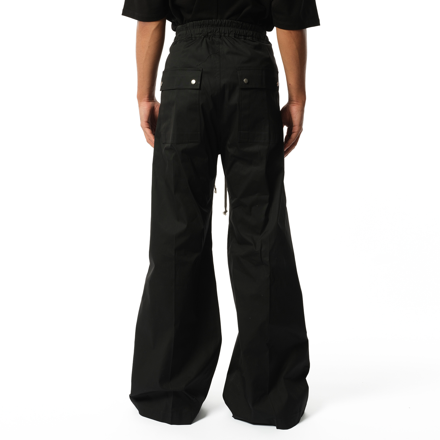 Cotton Poplin Wide Bela Pants in Black