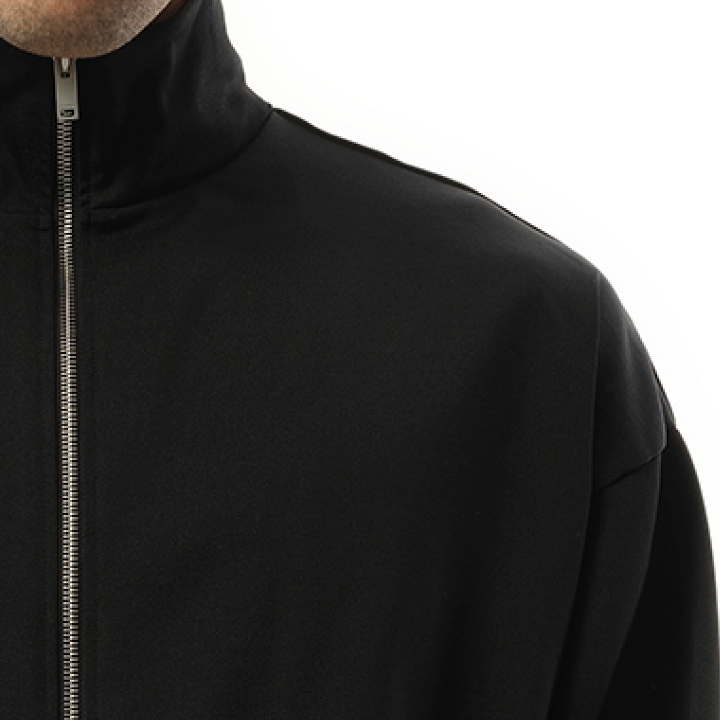 High Neck Zip-Up Sweatshirt in Black