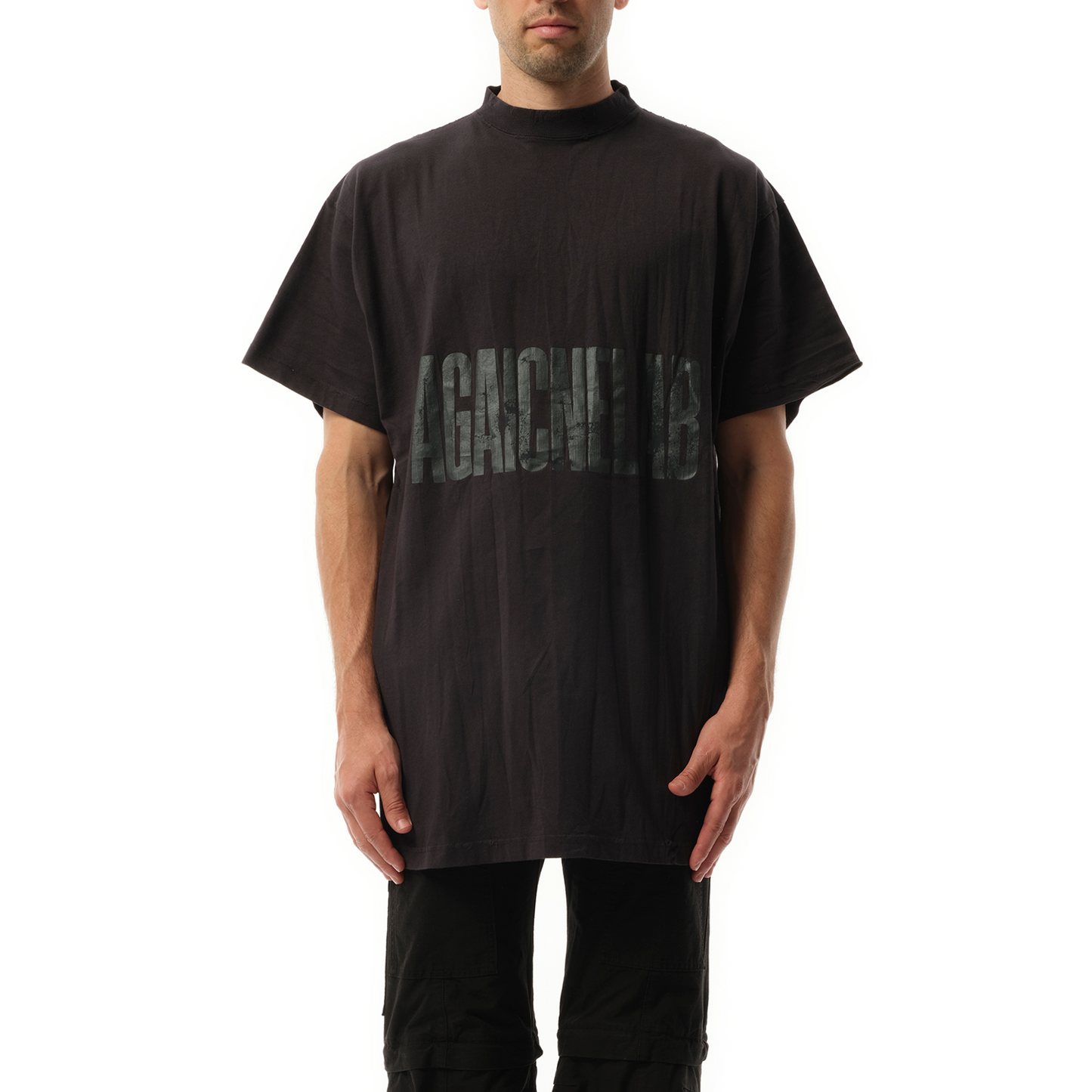 AGAICNELAB Oversized T-Shirt in Washed Black/Anthracite