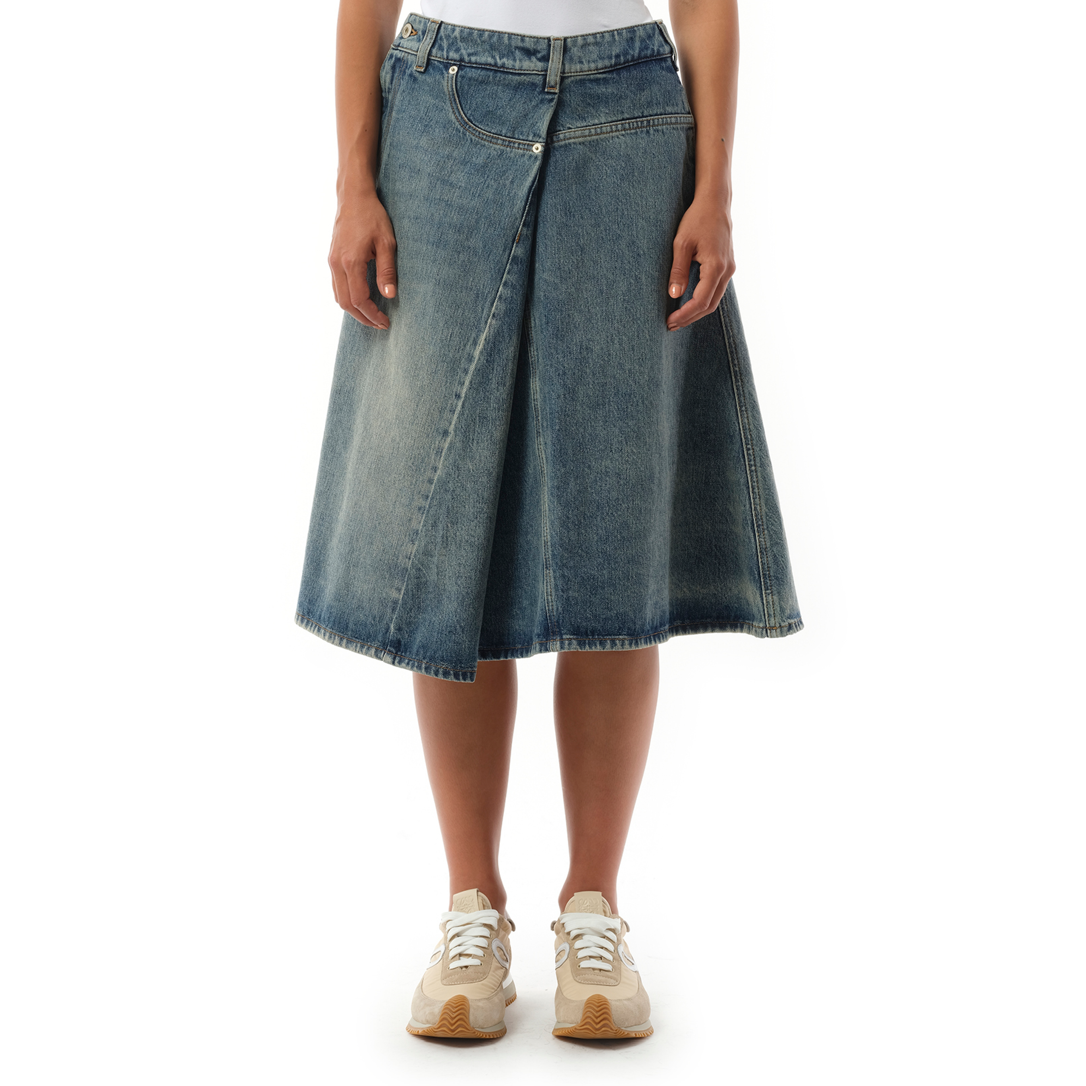 Deconstructed Skirt in Washed Denim