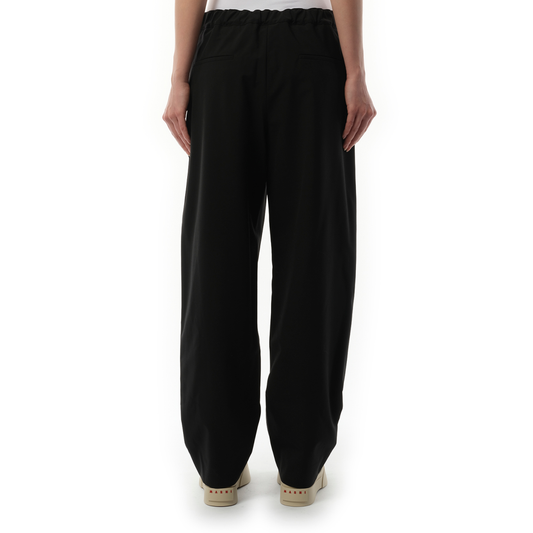 Straight Fit Light Wool Trouser in Black